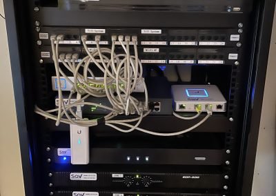 Multi zone audio system, security system c/w remote monitoring including smart analytics, Wi-Fi access points, private LAN/VLAN c/w cloud control and remote access