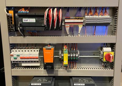 Design, build and commissioning of an industrial DCV control system. The system monitors activity on the cook line using an array of sensors and varies fan speeds using a programmed algorithm to substantially reduce associated energy costs