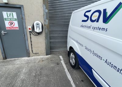 22kW 3 phase EV charging station installation. With onboard load balancing charge current is automatically and continually adjusted in response to on-site generation and grid power consumption